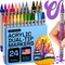 ARTISTRO 24 Acrylic Paint Markers for Fabric, Rocks, Paper, Wood, Canvas, Glass, DIY - Safe for Kids Dual Tip Acrylic Paint Pens (Dual Tip Dot + Brush, 24)